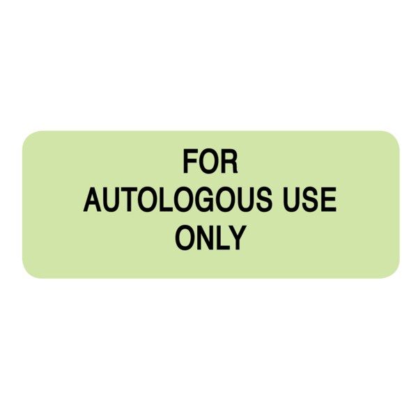 Label, For Autologous Use Only 7/8" x 2-1/4" Green w/Black